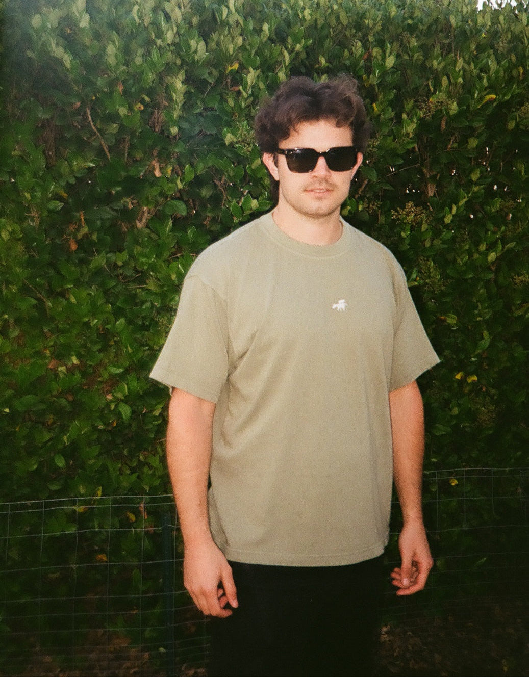 Olive Green Embroidered Logo Heavyweight Tee