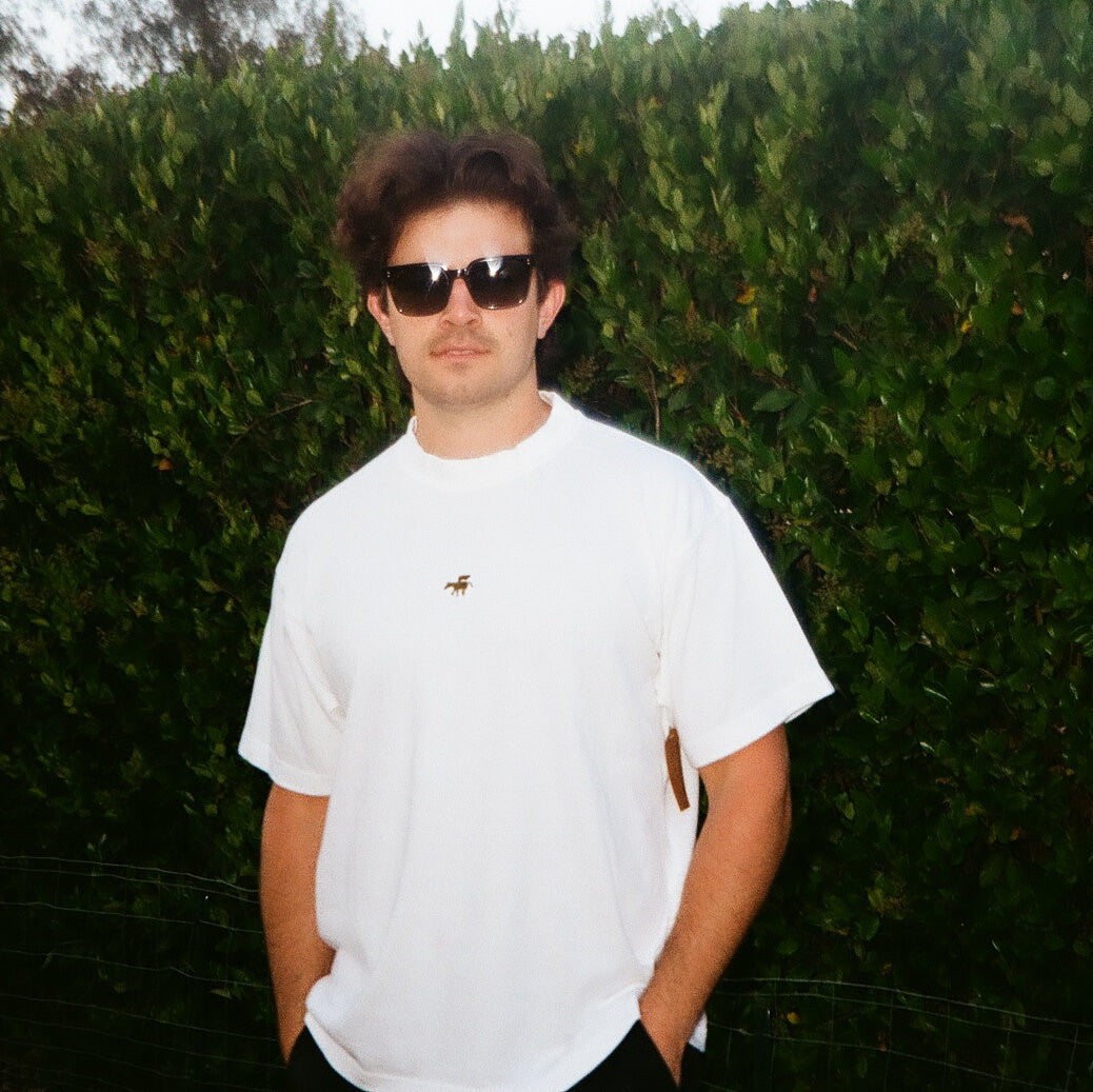 White Embroidered Logo Heavyweight Tee